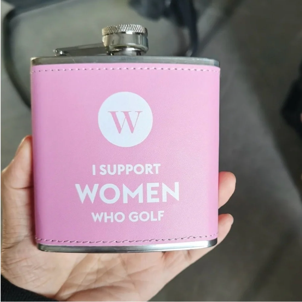 Pink 'I Support Women Who Golf' Flask Set